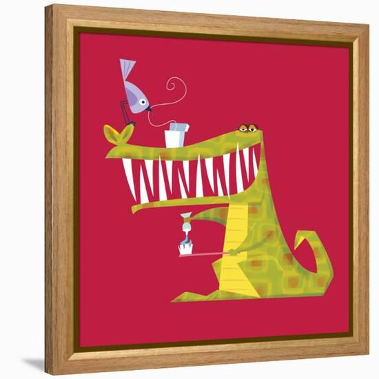 Crocodile brushing his teeth-Harry Briggs-Framed Premier Image Canvas