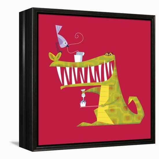 Crocodile brushing his teeth-Harry Briggs-Framed Premier Image Canvas