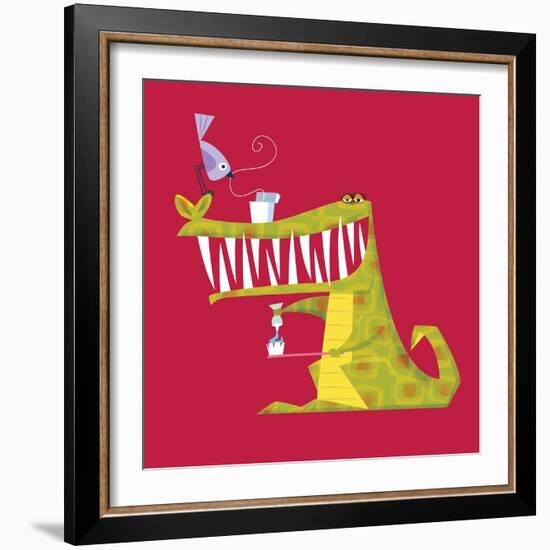 Crocodile brushing his teeth-Harry Briggs-Framed Giclee Print