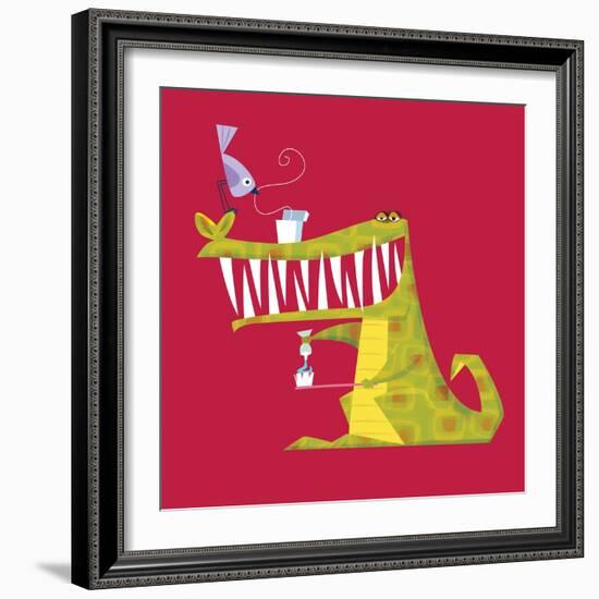 Crocodile brushing his teeth-Harry Briggs-Framed Giclee Print