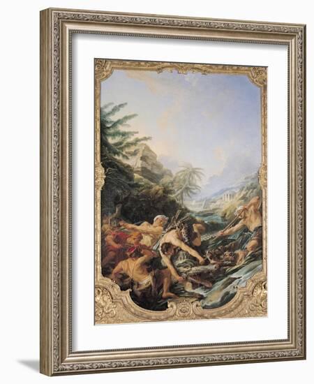 Crocodile Hunt-Francois Boucher-Framed Giclee Print