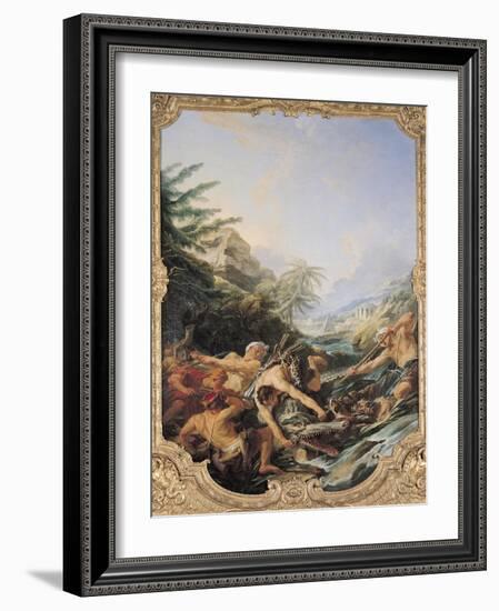 Crocodile Hunt-Francois Boucher-Framed Giclee Print