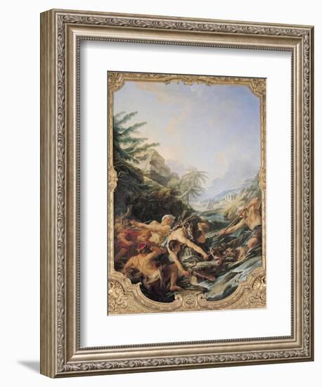 Crocodile Hunt-Francois Boucher-Framed Giclee Print