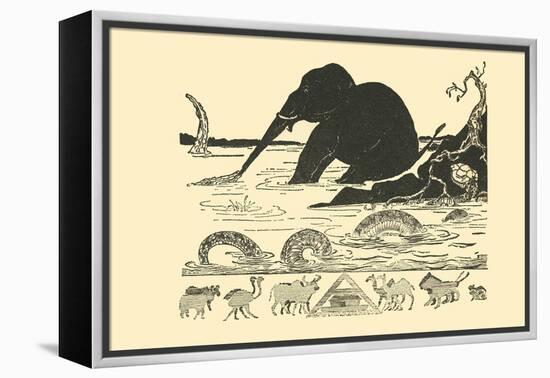 Crocodile Versus Elephant-Rudyard Kipling-Framed Stretched Canvas