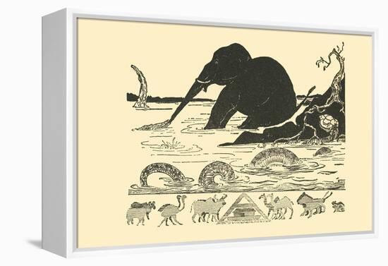 Crocodile Versus Elephant-Rudyard Kipling-Framed Stretched Canvas