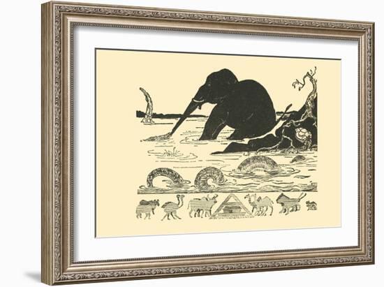 Crocodile Versus Elephant-Rudyard Kipling-Framed Art Print