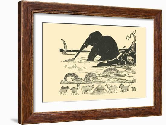 Crocodile Versus Elephant-Rudyard Kipling-Framed Art Print