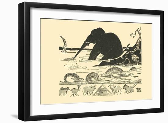 Crocodile Versus Elephant-Rudyard Kipling-Framed Art Print