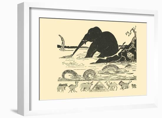 Crocodile Versus Elephant-Rudyard Kipling-Framed Art Print