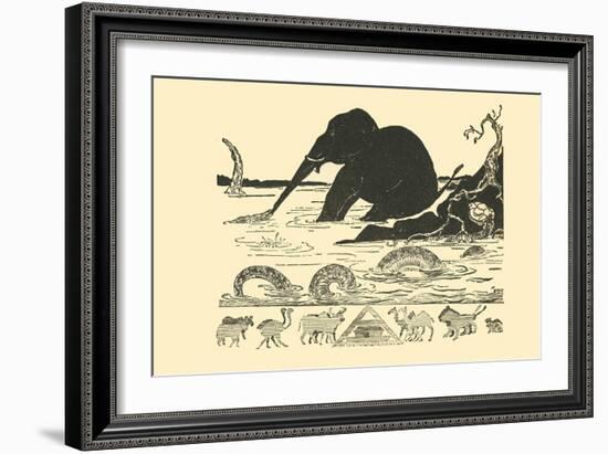 Crocodile Versus Elephant-Rudyard Kipling-Framed Art Print