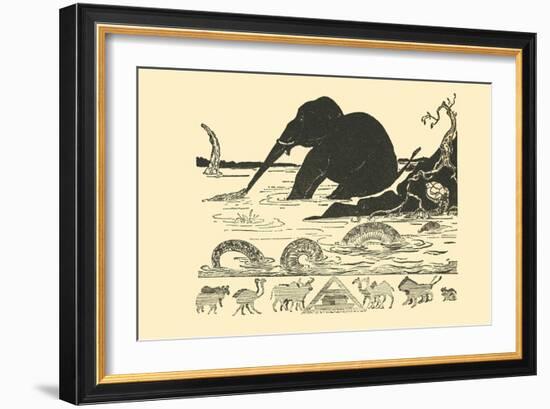 Crocodile Versus Elephant-Rudyard Kipling-Framed Art Print