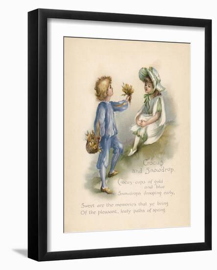 Crocus and Snowdrop, 'Language of Flowers'-null-Framed Art Print