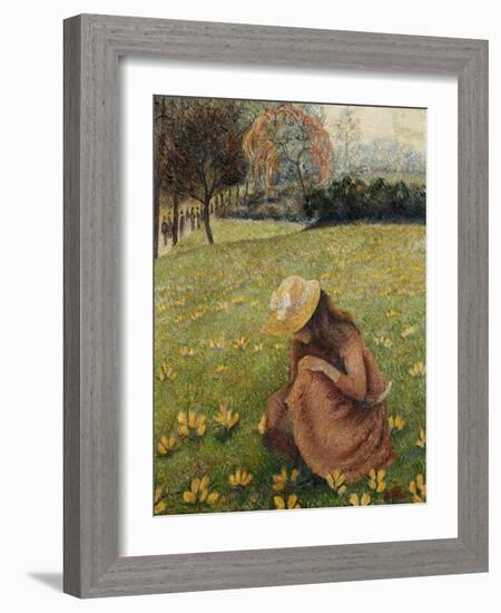 Crocuses; Les Crocus, 1891 (Oil on Canvas)-Lucien Pissarro-Framed Giclee Print