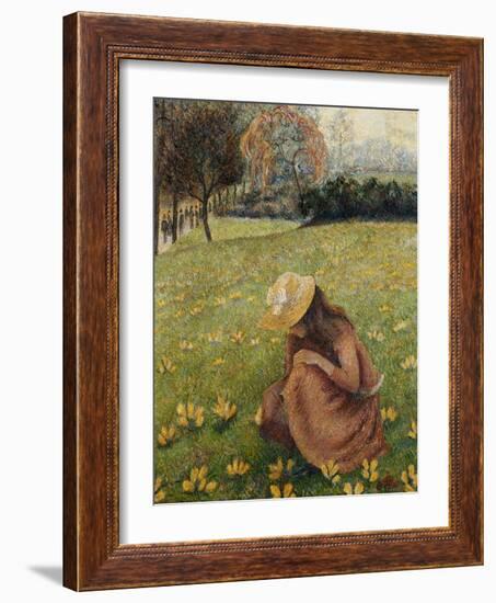 Crocuses; Les Crocus, 1891 (Oil on Canvas)-Lucien Pissarro-Framed Giclee Print