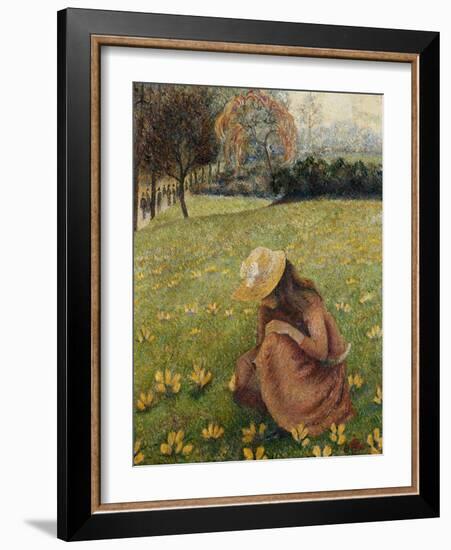 Crocuses; Les Crocus, 1891 (Oil on Canvas)-Lucien Pissarro-Framed Giclee Print