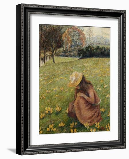Crocuses; Les Crocus, 1891 (Oil on Canvas)-Lucien Pissarro-Framed Giclee Print