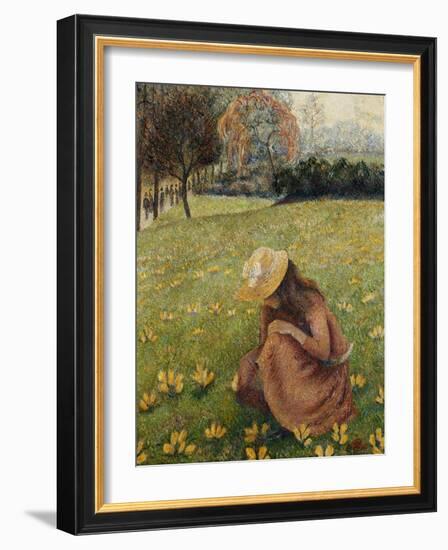 Crocuses; Les Crocus, 1891 (Oil on Canvas)-Lucien Pissarro-Framed Giclee Print