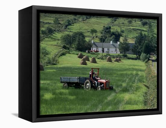 Croft with Hay Cocks and Tractor, Glengesh, County Donegal, Eire (Republic of Ireland)-Duncan Maxwell-Framed Premier Image Canvas