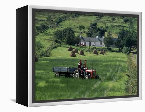 Croft with Hay Cocks and Tractor, Glengesh, County Donegal, Eire (Republic of Ireland)-Duncan Maxwell-Framed Premier Image Canvas