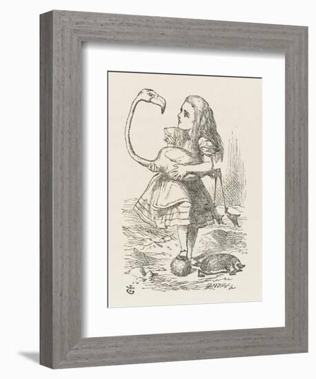 Croquet Alice with the Flamingo-John Tenniel-Framed Premium Photographic Print