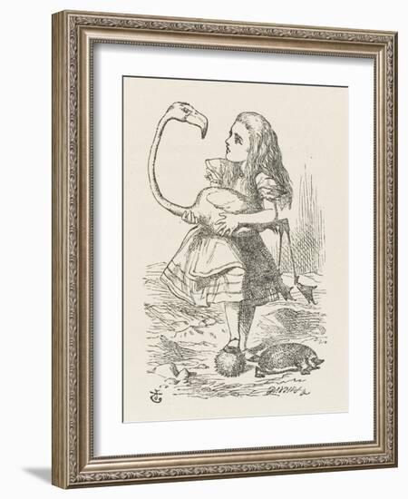 Croquet Alice with the Flamingo-John Tenniel-Framed Photographic Print