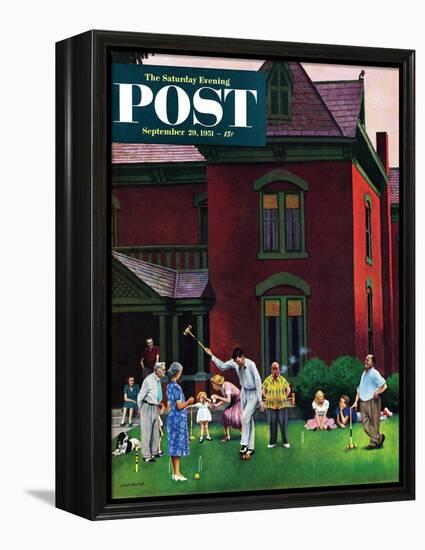 "Croquet Game" Saturday Evening Post Cover, September 29, 1951-John Falter-Framed Premier Image Canvas