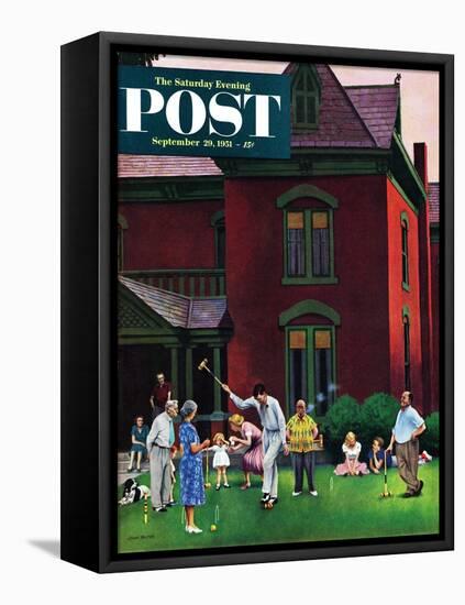 "Croquet Game" Saturday Evening Post Cover, September 29, 1951-John Falter-Framed Premier Image Canvas