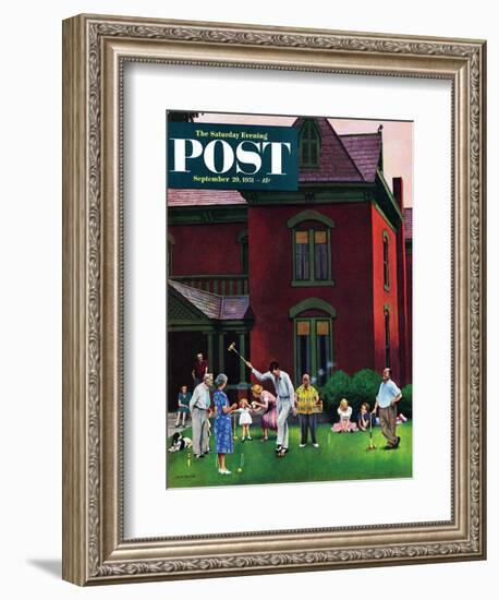 "Croquet Game" Saturday Evening Post Cover, September 29, 1951-John Falter-Framed Giclee Print