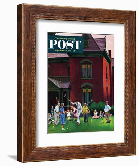 "Croquet Game" Saturday Evening Post Cover, September 29, 1951-John Falter-Framed Giclee Print