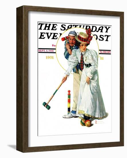 "Croquet" or "Wicket Thoughts" Saturday Evening Post Cover, September 5,1931-Norman Rockwell-Framed Giclee Print