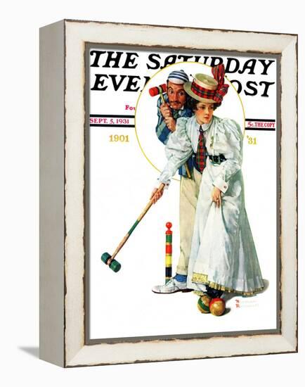 "Croquet" or "Wicket Thoughts" Saturday Evening Post Cover, September 5,1931-Norman Rockwell-Framed Premier Image Canvas