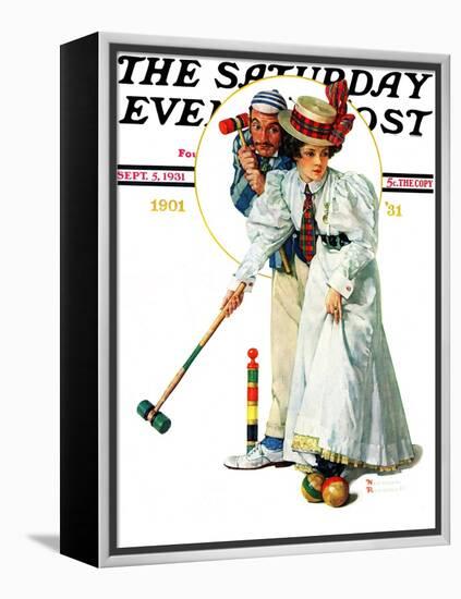 "Croquet" or "Wicket Thoughts" Saturday Evening Post Cover, September 5,1931-Norman Rockwell-Framed Premier Image Canvas