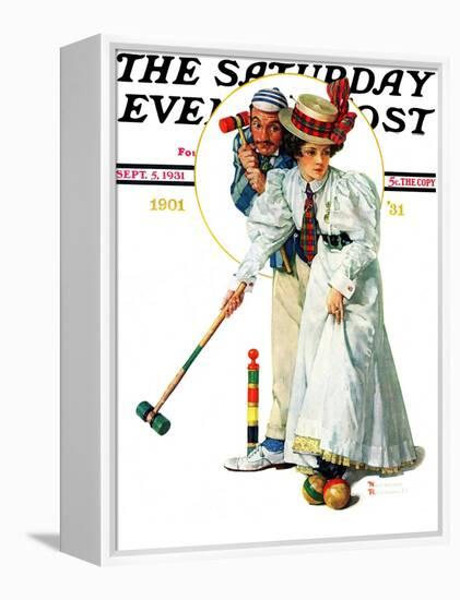 "Croquet" or "Wicket Thoughts" Saturday Evening Post Cover, September 5,1931-Norman Rockwell-Framed Premier Image Canvas