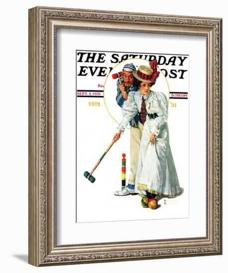 "Croquet" or "Wicket Thoughts" Saturday Evening Post Cover, September 5,1931-Norman Rockwell-Framed Giclee Print