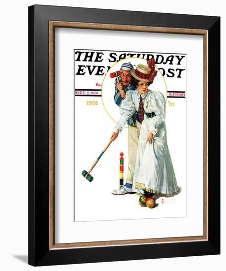 "Croquet" or "Wicket Thoughts" Saturday Evening Post Cover, September 5,1931-Norman Rockwell-Framed Giclee Print