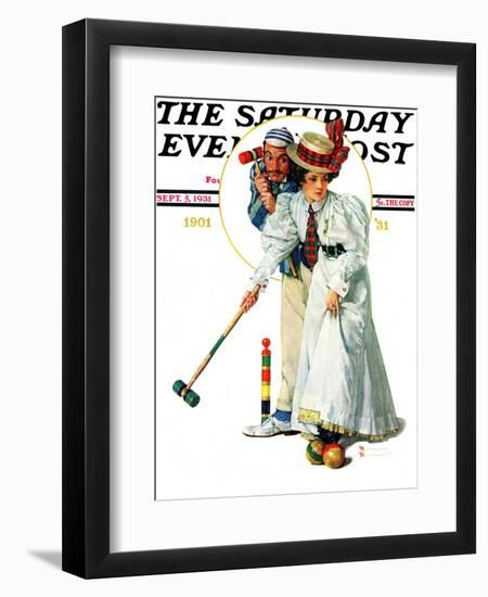 "Croquet" or "Wicket Thoughts" Saturday Evening Post Cover, September 5,1931-Norman Rockwell-Framed Giclee Print