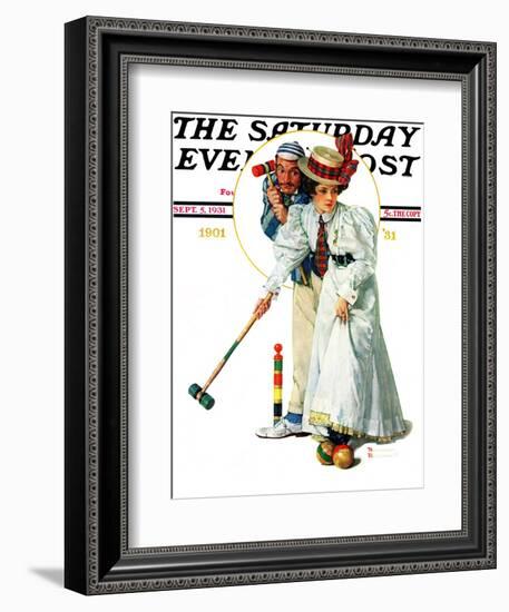 "Croquet" or "Wicket Thoughts" Saturday Evening Post Cover, September 5,1931-Norman Rockwell-Framed Giclee Print