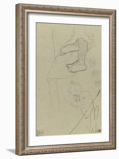 Croquis d'une fleur et de deux pieds sortant d'une draperie-Paul Gauguin-Framed Giclee Print