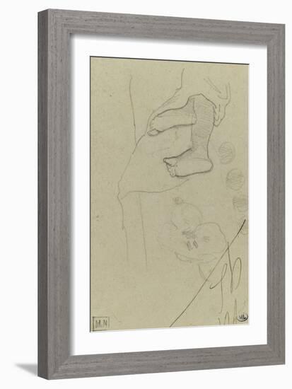 Croquis d'une fleur et de deux pieds sortant d'une draperie-Paul Gauguin-Framed Giclee Print