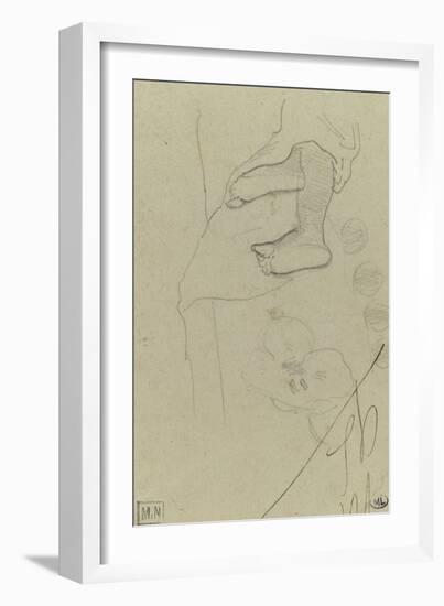 Croquis d'une fleur et de deux pieds sortant d'une draperie-Paul Gauguin-Framed Giclee Print