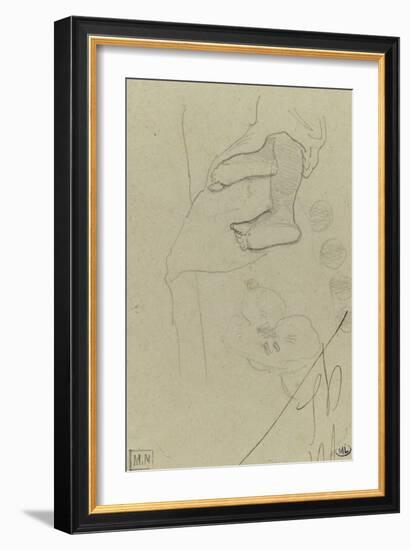 Croquis d'une fleur et de deux pieds sortant d'une draperie-Paul Gauguin-Framed Giclee Print