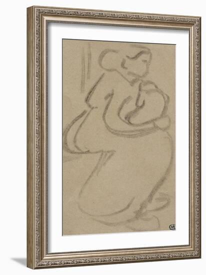 Croquis rapide d'une femme assise, tenant son enfant-Vincent van Gogh-Framed Giclee Print