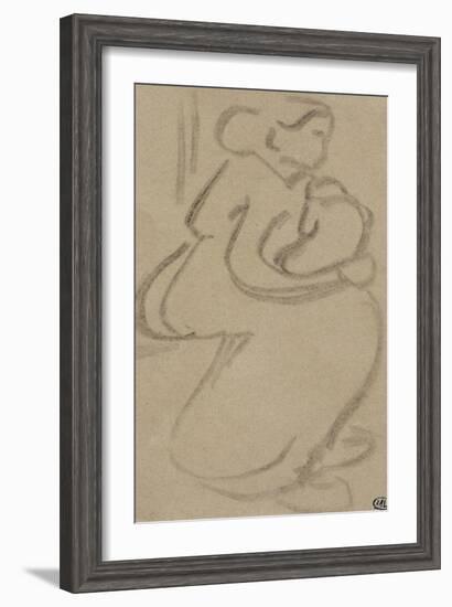 Croquis rapide d'une femme assise, tenant son enfant-Vincent van Gogh-Framed Giclee Print