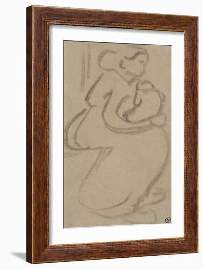 Croquis rapide d'une femme assise, tenant son enfant-Vincent van Gogh-Framed Giclee Print