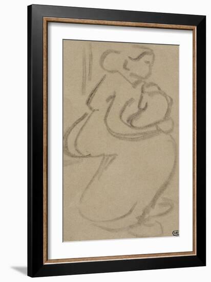 Croquis rapide d'une femme assise, tenant son enfant-Vincent van Gogh-Framed Giclee Print