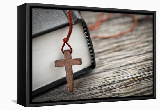 Cross and Bible-elenathewise-Framed Premier Image Canvas