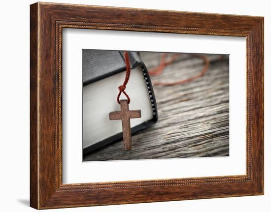 Cross and Bible-elenathewise-Framed Photographic Print