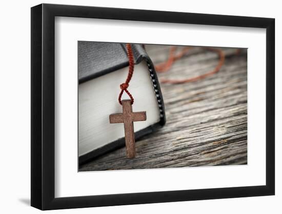 Cross and Bible-elenathewise-Framed Photographic Print
