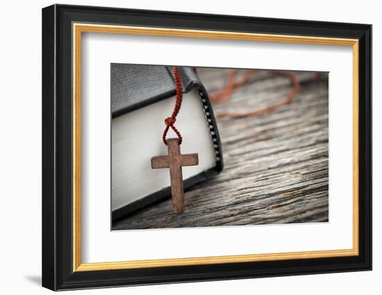 Cross and Bible-elenathewise-Framed Photographic Print