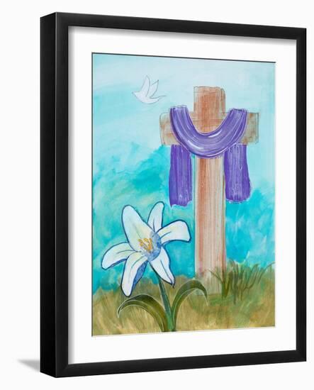 Cross and Dove-Robin Maria-Framed Art Print